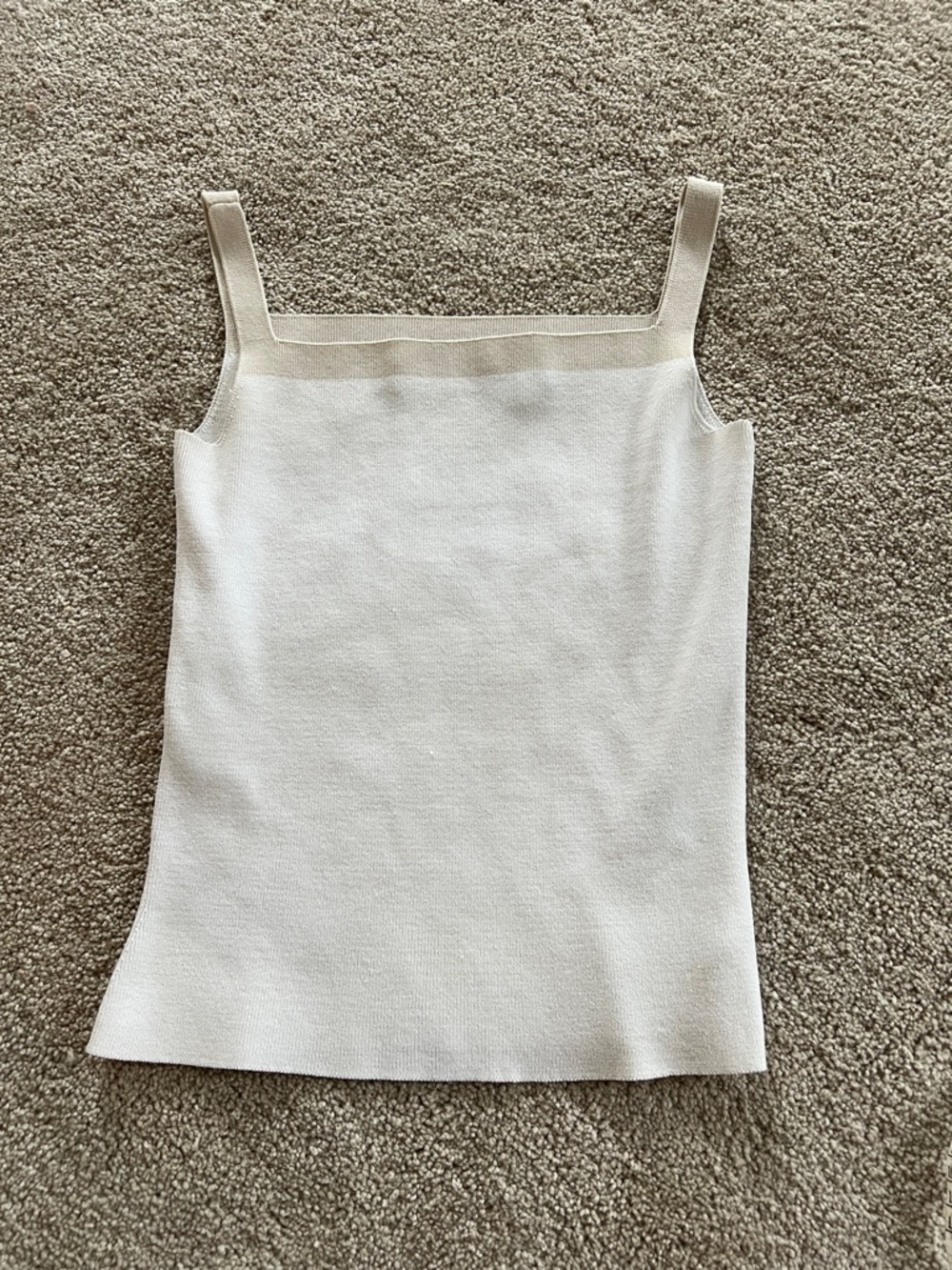 White House blanket market white beige knit top tank square neck